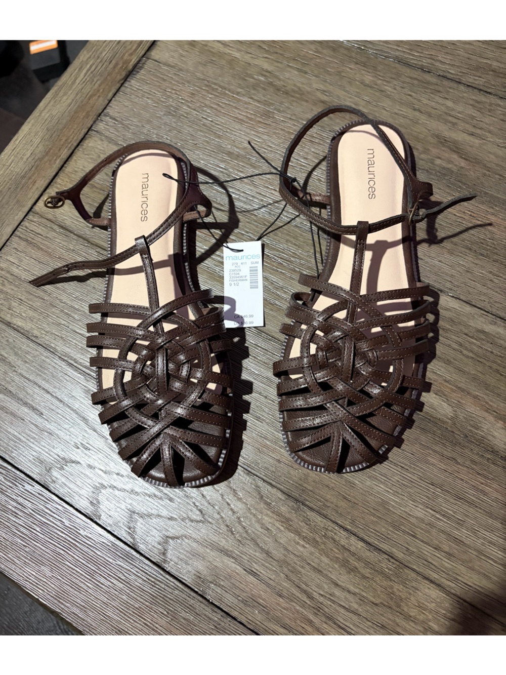 Maurices Dark Brown Woven Strappy Sandals Size 9.5